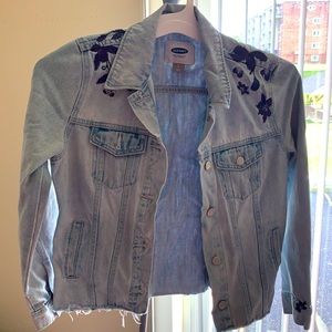 Jean jacket cute floral stitching